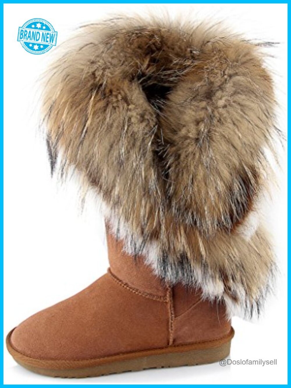 APHNUS Suede Leather Mid Calf Snow Boots Fur Lined Winter Boots